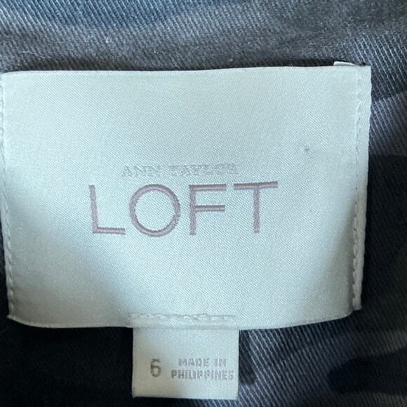 Ann Taylor LOFT Womens Jacket Gray Camouflage Utility Button Up Stretch 6 - Picture 6 of 12